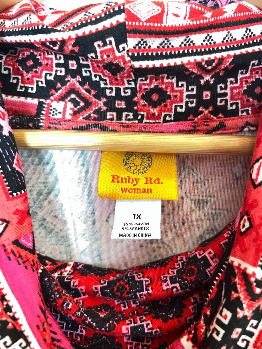 Ruby Rd. Red and Pink Cowl Neck Top - Picture 3 of 4